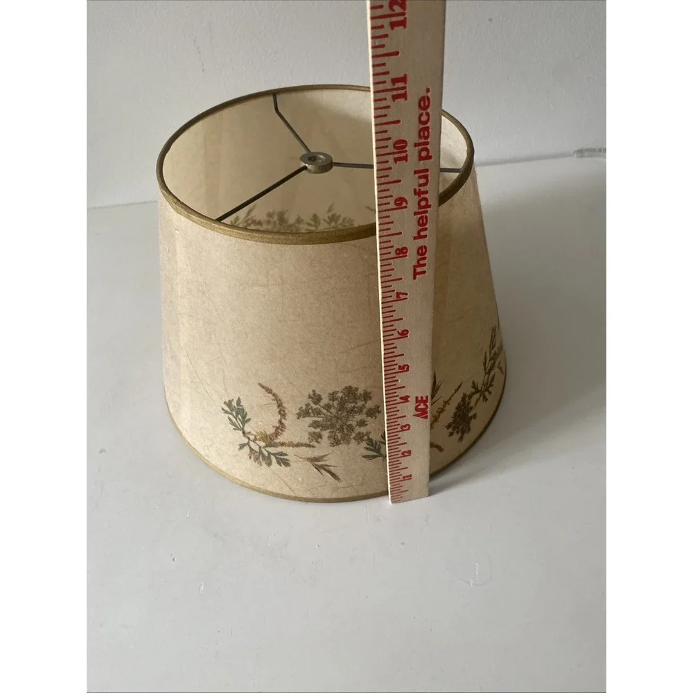 Vtg. Botanical Lamp Shade Dried Pressed Flowers/Leaves/ Butterfly Boho Farmhouse